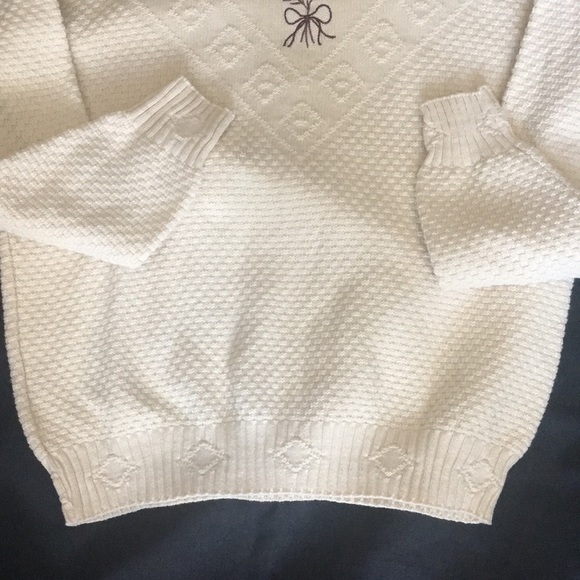 Vtg Winter Sweater-Large-Off White w/Brown & Green Embroidery- CK Grace-Canada - Picture 5 of 9